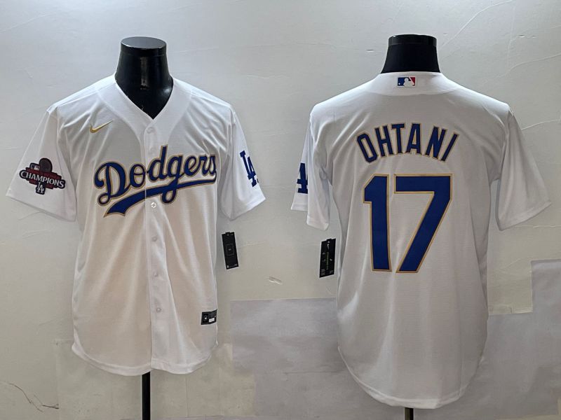 Men Los Angeles Dodgers #17 Ohtani White Blue Game 2025 Nike MLB Jersey style 4022